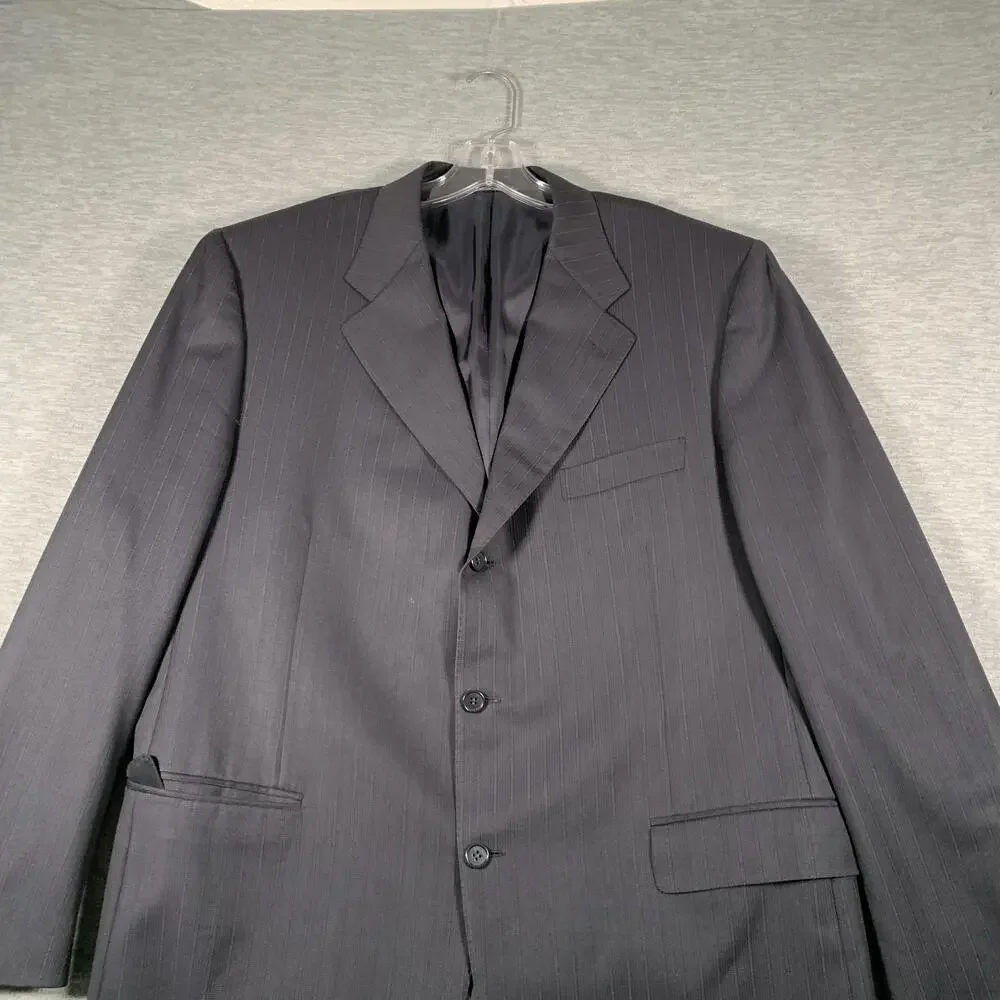 Canali Suit Jacket Mens 56R Gray Pinstripe Wool Super 120s Made Italy Saks Fifth